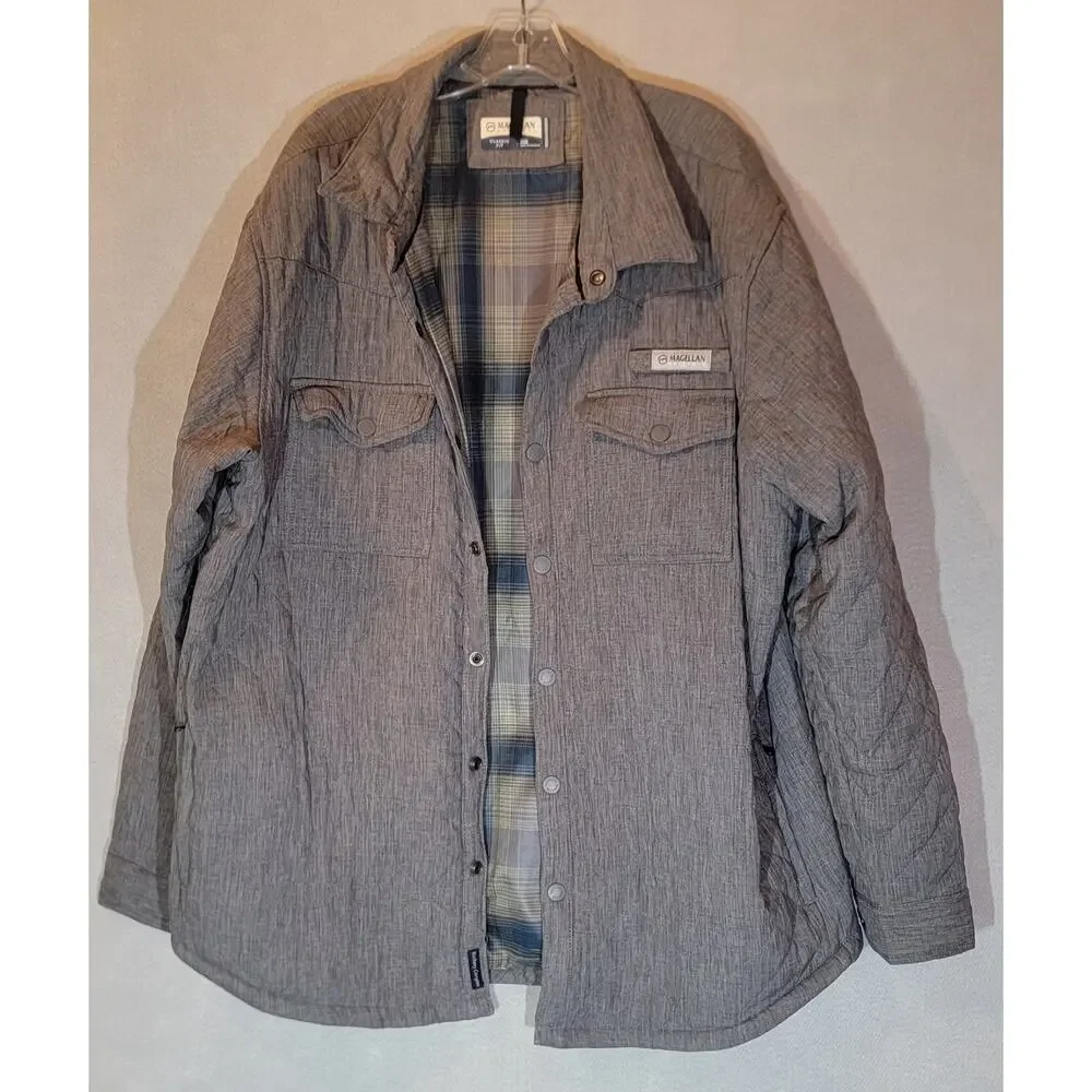 Magellan Outdoors Mens 2XL Quilted Shirt Jacket  Grey